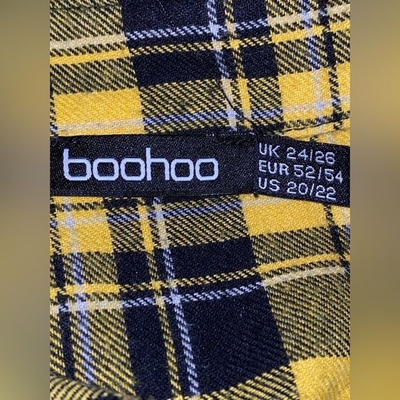 Boohoo‎ Check Plaid Women 20/22 Oversize Flannel Shirt Cozy Comfy Campfire Girl - Picture 3 of 5